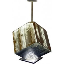 chromed wooden helmet display