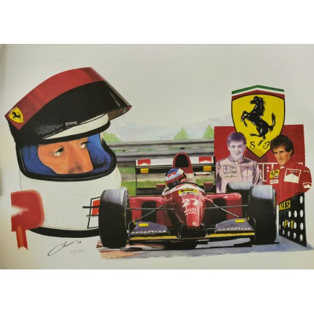 Lithographie Alain Prost / Jean Alesi - Ferrari par Pierre Chanson