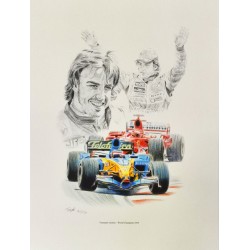 Lithographie Fernando ALONSO, World Champion 2005