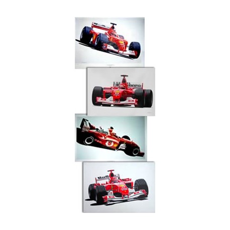 Set of 4 Prints : Michael SCHUMACHER World Champion 2001-2002-2003-2004