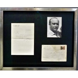 Photo et lettre dédicacées par Juan Manuel Fangio encadrées